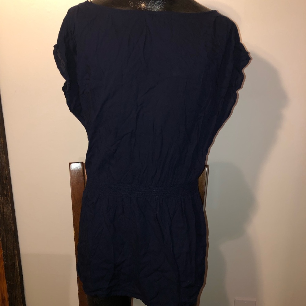 Divided Navy Short Sleeve Elastic Waist Tunic. Long shirt or mini dress sz 8